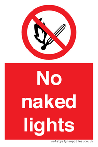 PV646: no naked lights - safety sign