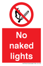 PV646: no naked lights - safety sign