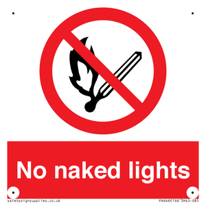 PV646: no naked lights - safety sign