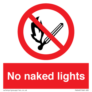 PV646: no naked lights - safety sign