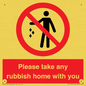 PV7190: Please take any rubbish home with you