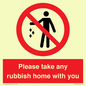 PV7190: Please take any rubbish home with you