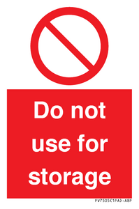 PV7505: Do not use for storage