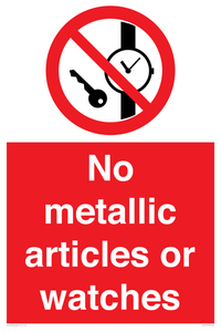 PV7613: No metallic articles or watches