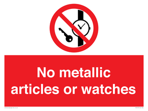 PV7613: No metallic articles or watches