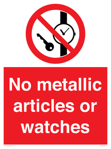 PV7613: No metallic articles or watches