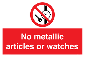 PV7613: No metallic articles or watches