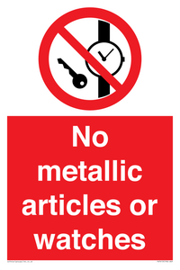 PV7613: No metallic articles or watches