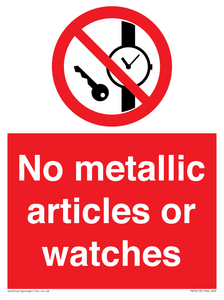 PV7613: No metallic articles or watches