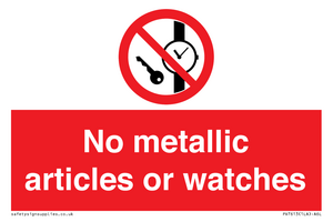 PV7613: No metallic articles or watches