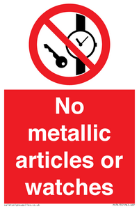 PV7613: No metallic articles or watches
