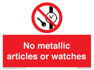 PV7613: No metallic articles or watches