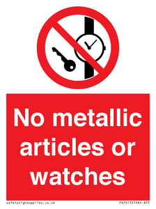 PV7613: No metallic articles or watches