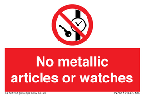 PV7613: No metallic articles or watches