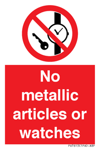 PV7613: No metallic articles or watches