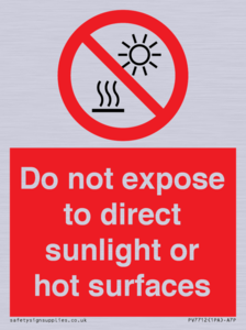 PV7712: Do not expose to direct sunlight or hot surfaces