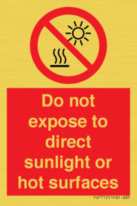 PV7712: Do not expose to direct sunlight or hot surfaces