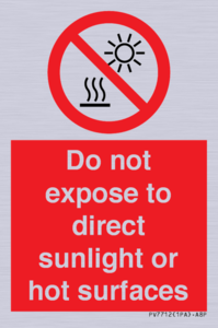 PV7712: Do not expose to direct sunlight or hot surfaces
