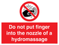 PV7714: Do not put finger into the nozzle of a hydromassage