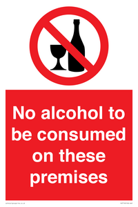 PV7718: No alcohol to be consumed on these premises
