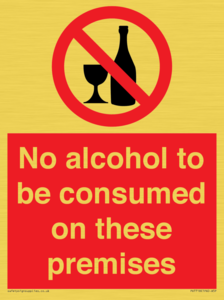 PV7718: No alcohol to be consumed on these premises