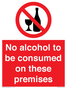 PV7718: No alcohol to be consumed on these premises