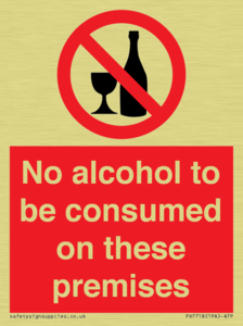 PV7718: No alcohol to be consumed on these premises