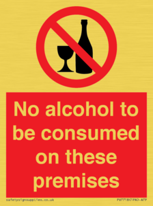 PV7718: No alcohol to be consumed on these premises