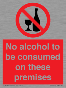 PV7718: No alcohol to be consumed on these premises