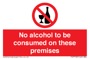PV7718: No alcohol to be consumed on these premises