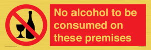PV7718: No alcohol to be consumed on these premises