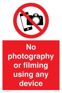 PV7869: No photography or filming using any device