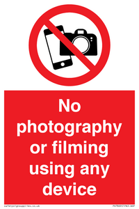PV7869: No photography or filming using any device