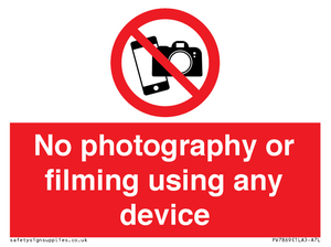 PV7869: No photography or filming using any device