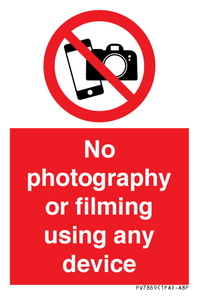 PV7869: No photography or filming using any device