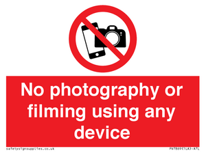 PV7869: No photography or filming using any device