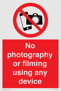 PV7869: No photography or filming using any device