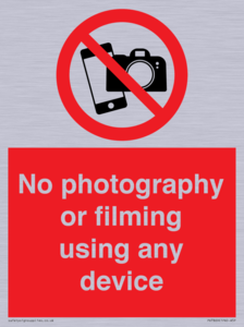 PV7869: No photography or filming using any device