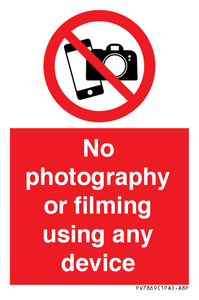 PV7869: No photography or filming using any device