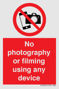 PV7869: No photography or filming using any device