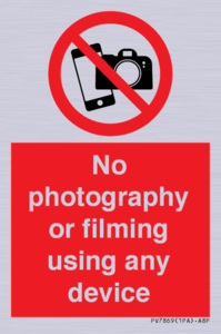 PV7869: No photography or filming using any device