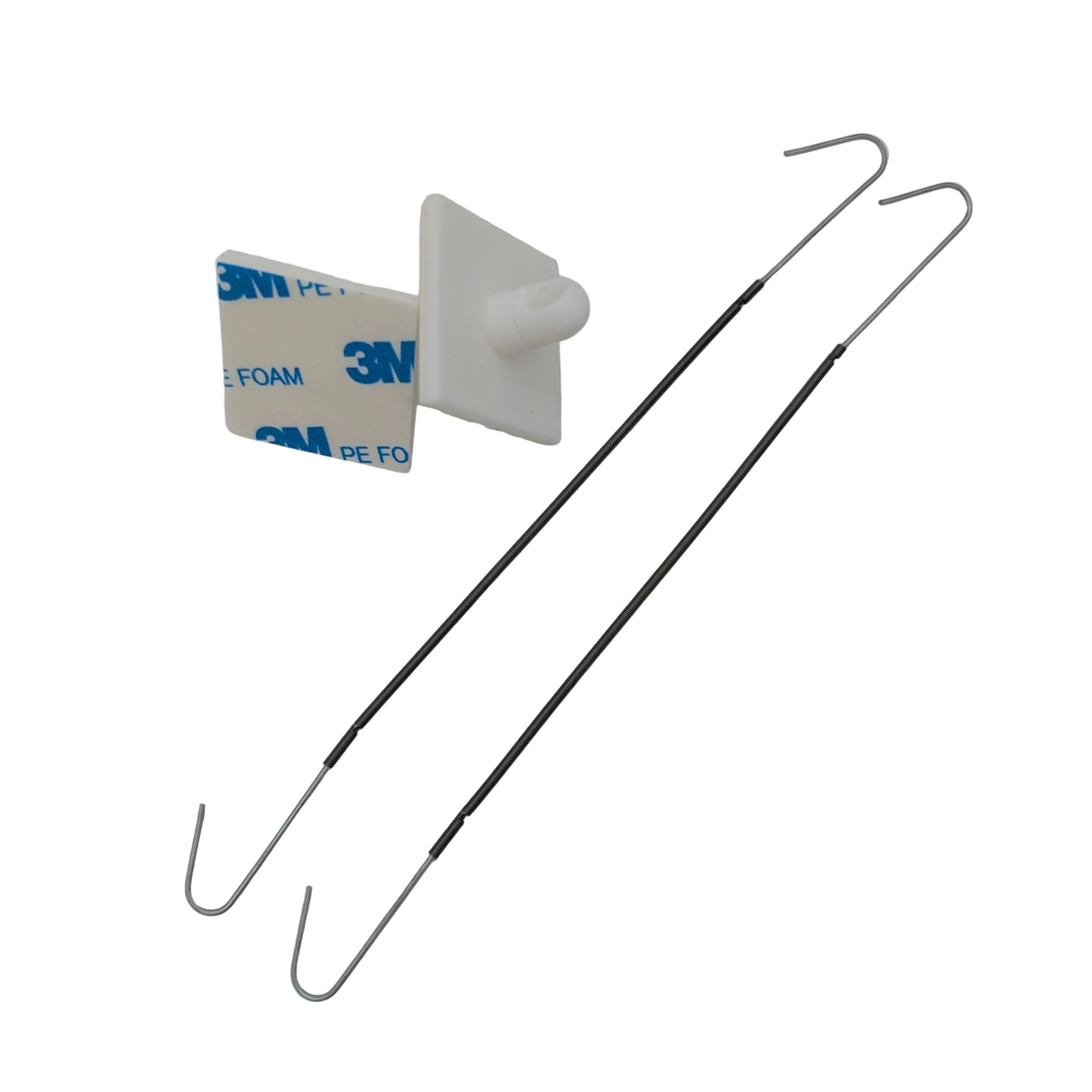 budget sign hanging kit with 2 extendable wires and self-adhesive button fixings