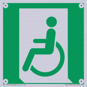 SA11623: E026 safe condition emergency exit for people unable to walk or with walking impairment (left)