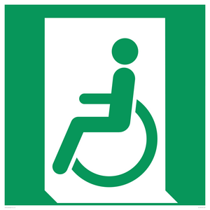 SA11623: E026 safe condition emergency exit for people unable to walk or with walking impairment (left)