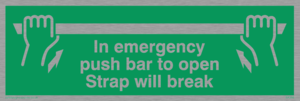 SA398: in emergency push bar to open. strap will break.