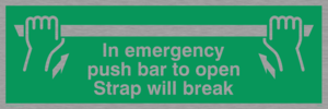 SA398: in emergency push bar to open. strap will break.