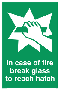 SA407: in case of fire break glass to reach hatch