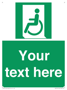 SA7210: Custom sign safe condition emergency exit for people unable to walk or with walking impairment left