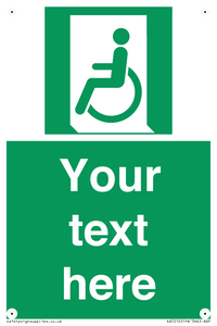 SA7210: Custom sign safe condition emergency exit for people unable to walk or with walking impairment left