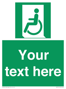 SA7210: Custom sign safe condition emergency exit for people unable to walk or with walking impairment left
